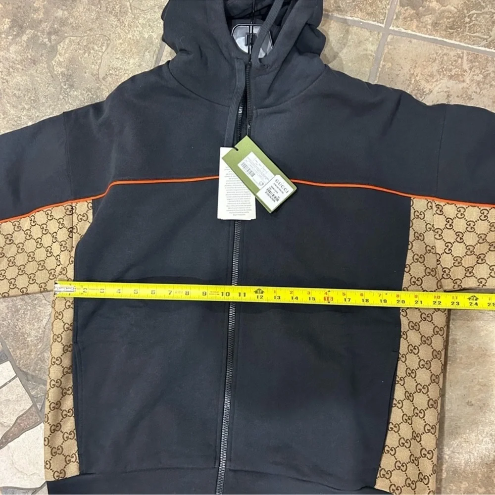 Men’s Gucci, cotton jersey, zip jacket/hoodie signature GG supreme size large